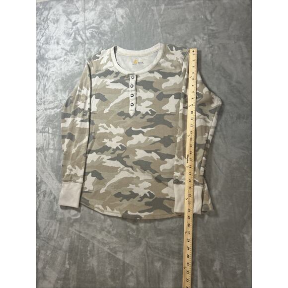 Carhartt Women’s Hayward Camo Long Sleeve Henley Thermal T-Shirt Size XL - Picture 6 of 15